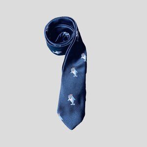 Starkist Mens Vintage Neck Tie Size 54.5 in Navy Blue Tuna Made in Switzerland